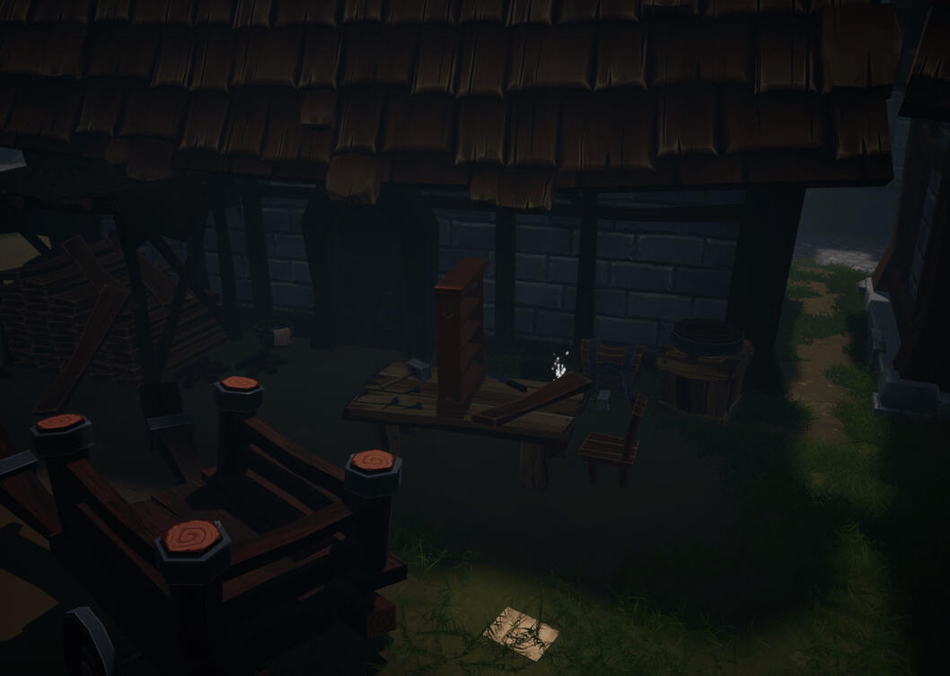 The carpenter had to leave behind the bookcase they were working on